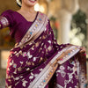 Eloquence Purple Soft Banarasi Silk Saree With Amiable Blouse Piece
