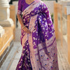 Piquant Royal Purple Soft Banarasi Silk Saree With Effulgent Blouse Piece