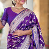 Piquant Royal Purple Soft Banarasi Silk Saree With Effulgent Blouse Piece