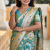 Ineffable Sea Green Soft Banarasi Silk Saree With Scrupulous Blouse Piece