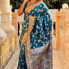 Ineffable Teal Blue Soft Banarasi Silk Saree With Zephyr Blouse Piece