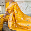 Opulent Yellow Soft Banarasi Silk Saree With Diaphanous Blouse Piece