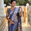 Lissome Grey Soft Banarasi Silk Saree With Ephemeral Blouse Piece