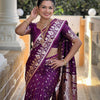 Flameboyant Wine Soft Banarasi Silk Saree With Inspiring Blouse Piece