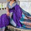 Scrumptious Royal Blue Paithani Silk Saree With Magnificat Blouse Piece
