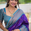 Scrumptious Royal Blue Paithani Silk Saree With Magnificat Blouse Piece