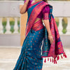 Glittering Firozi Paithani Silk Saree With Imaginative Blouse Piece
