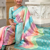 Inimitable Multicolor Soft Banarasi Silk Saree With Hypnotic Blouse Piece