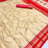 Alluring Beige Soft Banarasi Silk Saree With Dazzling Blouse Piece