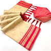 Alluring Beige Soft Banarasi Silk Saree With Dazzling Blouse Piece