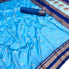 Staring Firozi Soft Banarasi Silk Saree With Blooming Blouse Piece