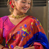 Deserving Royal Blue Paithani Silk Saree With Adorable Blouse Piece