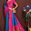Capricious Blue Paithani Silk Saree With Glowing Blouse Piece