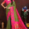 Delightful Green Paithani Silk Saree With Twirling Blouse Piece