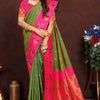 Delightful Green Paithani Silk Saree With Twirling Blouse Piece