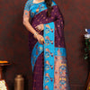 Extraordinary Wine Paithani Silk Saree With Gratifying Blouse Piece