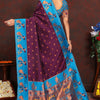 Extraordinary Wine Paithani Silk Saree With Gratifying Blouse Piece