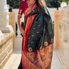 Impressive Dark Green Paithani Silk Saree With Adorning Blouse Piece
