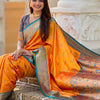Unique Mustard Paithani Silk Saree With Girlish Blouse Piece