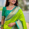 Appealing Parrot Paithani Silk Saree With Ravishing Blouse Piece