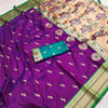 Classic Purple Paithani Silk Saree With Traditional Blouse Piece