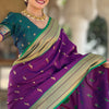 Classic Purple Paithani Silk Saree With Traditional Blouse Piece