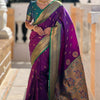 Classic Purple Paithani Silk Saree With Traditional Blouse Piece
