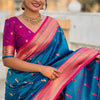 Beleaguer Rama Paithani Silk Saree With Conflate Blouse Piece