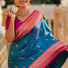 Beleaguer Rama Paithani Silk Saree With Conflate Blouse Piece