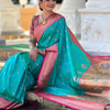 Eloquence Sea Green Paithani Silk Saree With Fugacious Blouse Piece