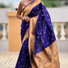 Jubilant Navy Blue Paithani Silk Saree With Ravishing Blouse Piece
