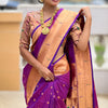 Ailurophile Purple Paithani Silk Saree With Incomparable Blouse Piece