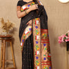 Amazing Black Paithani Silk Saree With Capricious Blouse Piece