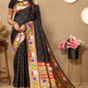 Amazing Black Paithani Silk Saree With Capricious Blouse Piece