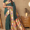 Ravishing Dark Green Paithani Silk Saree With Delightful Blouse Piece
