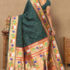 Ravishing Dark Green Paithani Silk Saree With Delightful Blouse Piece