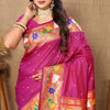 Fairytale Dark Pink Paithani Silk Saree With Beauteous Blouse Piece