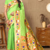 Scrumptious Parrot Paithani Silk Saree With Snappy Blouse Piece