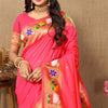 Winsome Pink Paithani Silk Saree With Piquant Blouse Piece