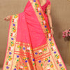 Winsome Pink Paithani Silk Saree With Piquant Blouse Piece