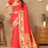Beguiling Red Paithani Silk Saree With Embellished Blouse Piece