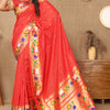 Beguiling Red Paithani Silk Saree With Embellished Blouse Piece