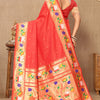 Beguiling Red Paithani Silk Saree With Embellished Blouse Piece