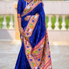 Aplomb Royal Blue Paithani Silk Saree With Scintillating Blouse Piece