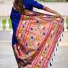 Aplomb Royal Blue Paithani Silk Saree With Scintillating Blouse Piece