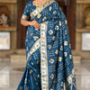 Ailurophile Rama Soft Banarasi Silk Saree With Beautiful Blouse Piece