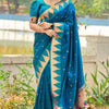 Verdant Firozi Paithani Silk Saree With Girlish Blouse Piece