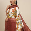 Gratifying Beige Kalamkari Printed Saree With Jazzy Blouse Piece