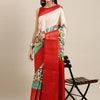 Scintillating Beige Kalamkari Printed Saree With Flameboyant Blouse Piece