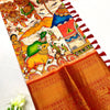 Ravishing Beige Kalamkari Printed Saree With Flameboyant Blouse Piece